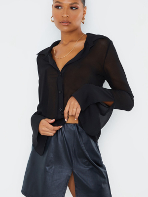 Black Sheer Chiffon Shirt