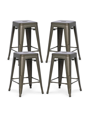 Set Of 4 24" Franco Industrial Counter Height Stool - Edgemod