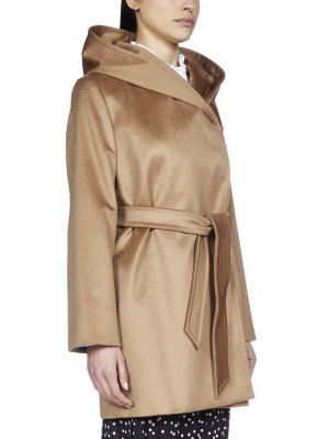 Max Mara Studio Gap Hooded Belted Coat