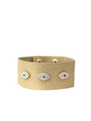 Pave Evil Eye Sparkle Suede Cuff