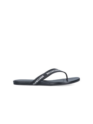 Balenciaga Logo Strap Thong Sandals