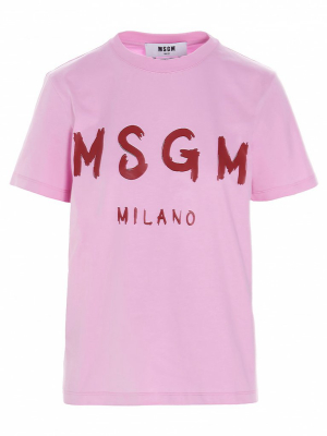 Msgm Logo Print Crewneck T-shirt