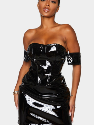 Shape Black Vinyl Off The Shoulder Corset...