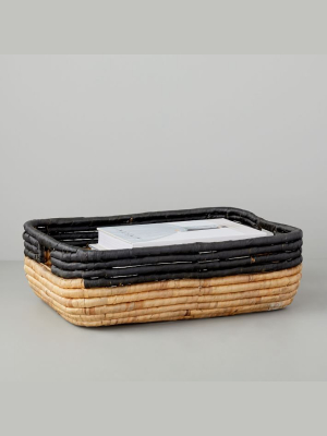 Woven Seagrass Underbed Storage Basket (natural/black)