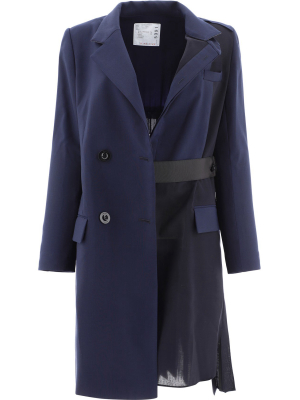 Sacai Double Breasted Pleated Coat