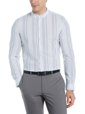 Slim Fit Multi-color Stripe Banded Collar Shirt