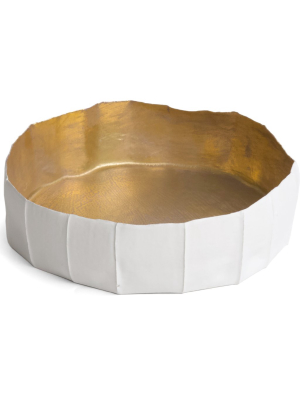 Paola Paronetto - Ninfee Low Corteccia D30 Cm - White + Gold Interior