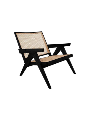 Pierre Jeanneret Hand Cane Lounge Chair - Black Acacia