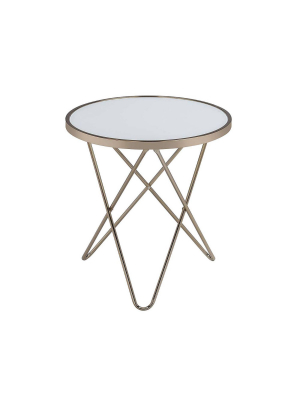 End Table Frosted Glass/gold - Benzara