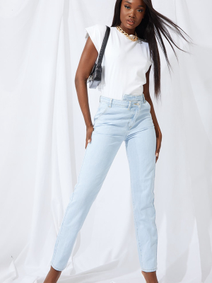 Tall Bleach Wash Asymmetric Waist Jeans