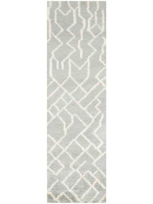 Casablanca Mosaic Blue/ivory Runner Rug