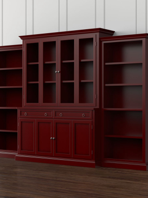 Cameo 4-piece Red Glass Door Wall Unit With Open Bookcases