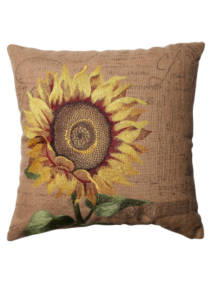 Pillow Perfect Sunflower Burlap Throw Pillow - Tan (16.5")