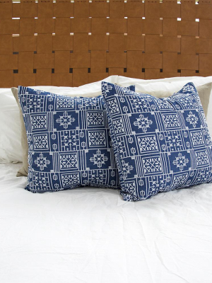 Blue Geometric Embroidered Accent Pillow Case - 22x22 (final Sale)