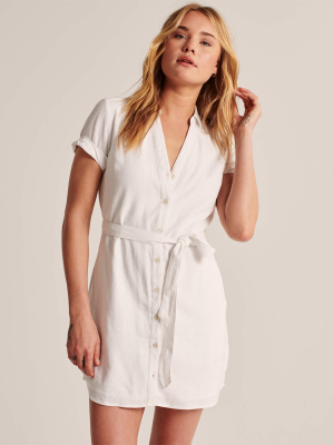 Linen-blend Shirt Dress