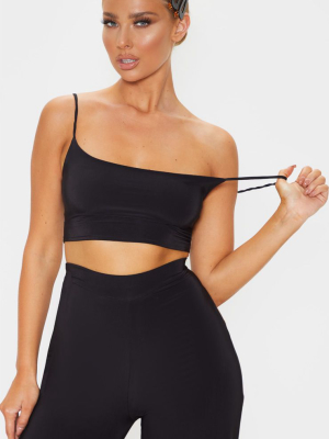 Black Slinky Strappy Detail Crop Top