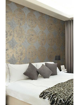 Fulton Wallpaper In Gray And Gold From The Metalworks Collection By Seabrook Wallcoverings