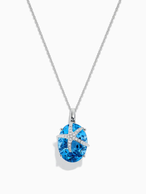 Effy Seaside 14k Gold Blue Topaz And Diamond Starfish Pendant, 13.73 Tcw