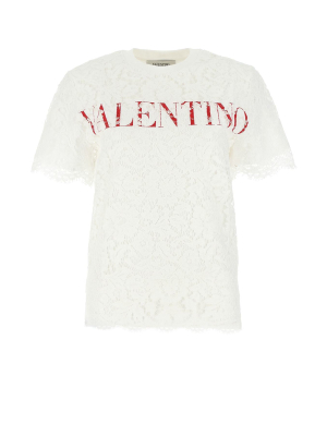 Valentino Logo Printed Lace Overlay T-shirt