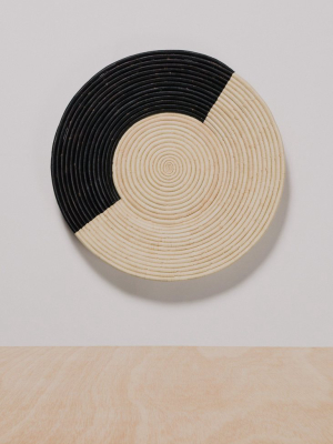 Geo Black + Natural Raffia Wall Plate