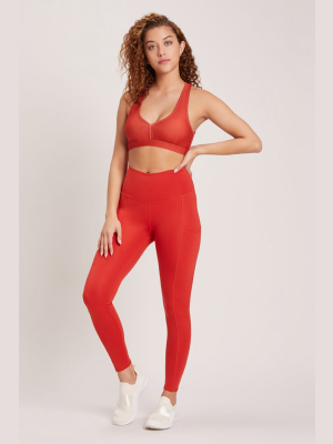 Wander High Waisted Pocket Legging - Vivid Chili