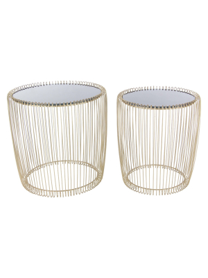 Set Of 2 Metal And Glass Round Accent Tables Gold - Olivia & May