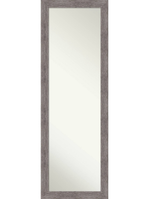 18" X 52" Pinstripe Plank Framed On The Door Mirror Gray - Amanti Art