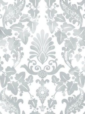 Vine Damask Peel & Stick Wallpaper In Grey By Roommates For York Wallcoverings