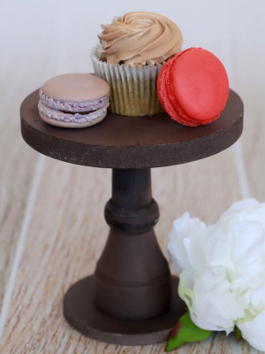 Rustic Cake Stand/nightstand - 6.5in Tall - Brown