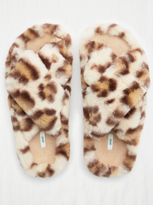 Aerie Fuzzy Crisscross Slides