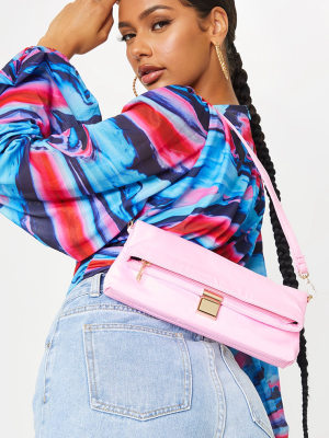 Pink Nylon Lock Shoulder Bag