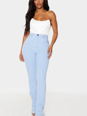 Shape Bleach Wash Stretch Denim Flared Jean