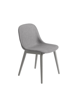 Fiber Upholstered Side Chair With Wood Base