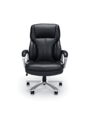 Big And Tall Leather Executive Office Chair With Arms Black/silver - Ofm