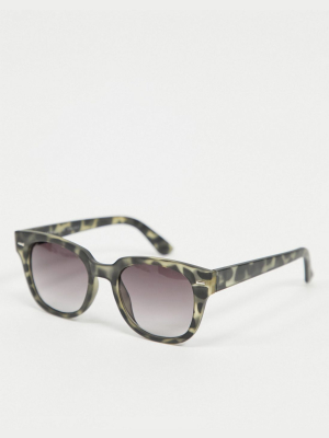 Aj Morgan Square Sunglasses In Grey Tortoise With Purple Lens