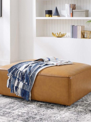 Vitality Vegan Leather Ottoman In Tan