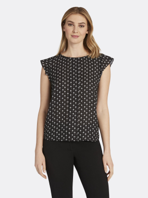 Foulard Print Pleated-front Top