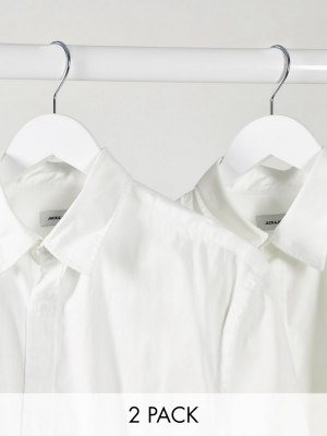 Jack & Jones 2 Pack Shirts With Stretch In White