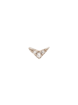 Diamond Pave V Stud - White Gold