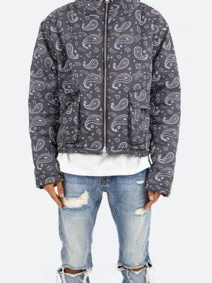 Paisley Cropped Puffer - Black