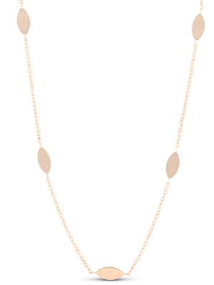 Pompeii3 14k Rose Gold 18" Station Leaf Womens Necklace