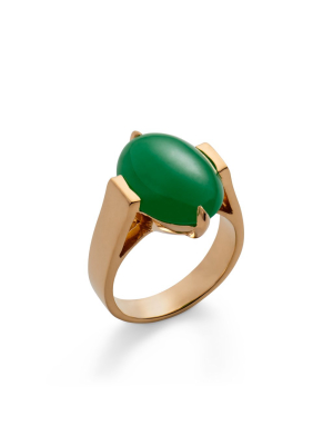 Fine Green Jade Cabochon Ring