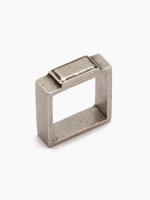 Fight The Power Pewter Square Ring - Silver