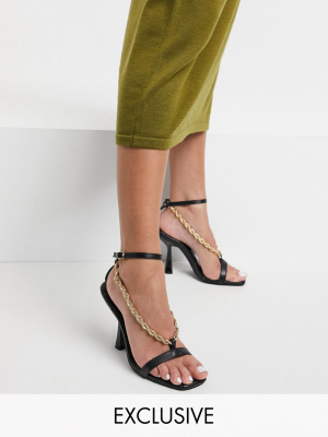 Z_code_z Exclusive Loren Vegan Heeled Sandals With Chain Detail In Black