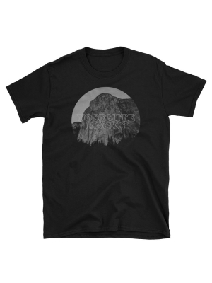 Yosemite Rocks Grey Print On Black T-shirt