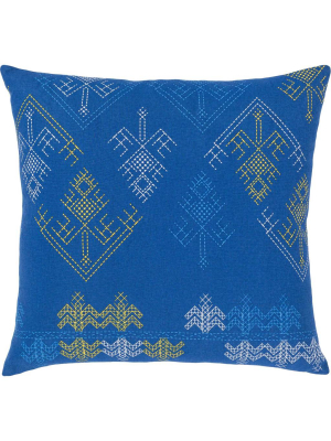 Global Bless Pillow Bright Blue/saffron/white