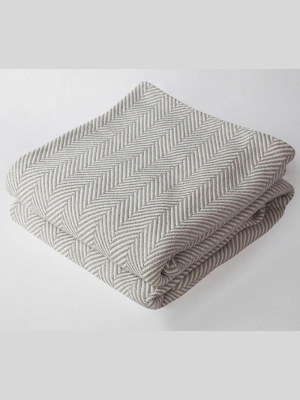 Harlow Henry Herringbone Gray Blanket - 3 Available Sizes