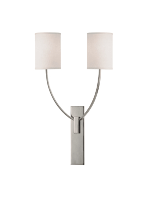 Colton 2 Light Wall Sconce Polished Nickel