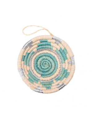 Handwoven Baskets By Blu Blue + Silver Metallic Basket Ornament