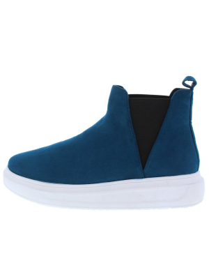 Arena Teal Round Toe Elastic Panel Sneaker Boot